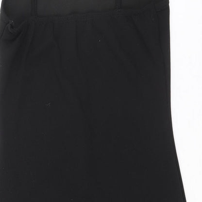 PRETTYLITTLETHING Womens Black Polyester Slip Dress Size 10 Scoop Neck Pullover