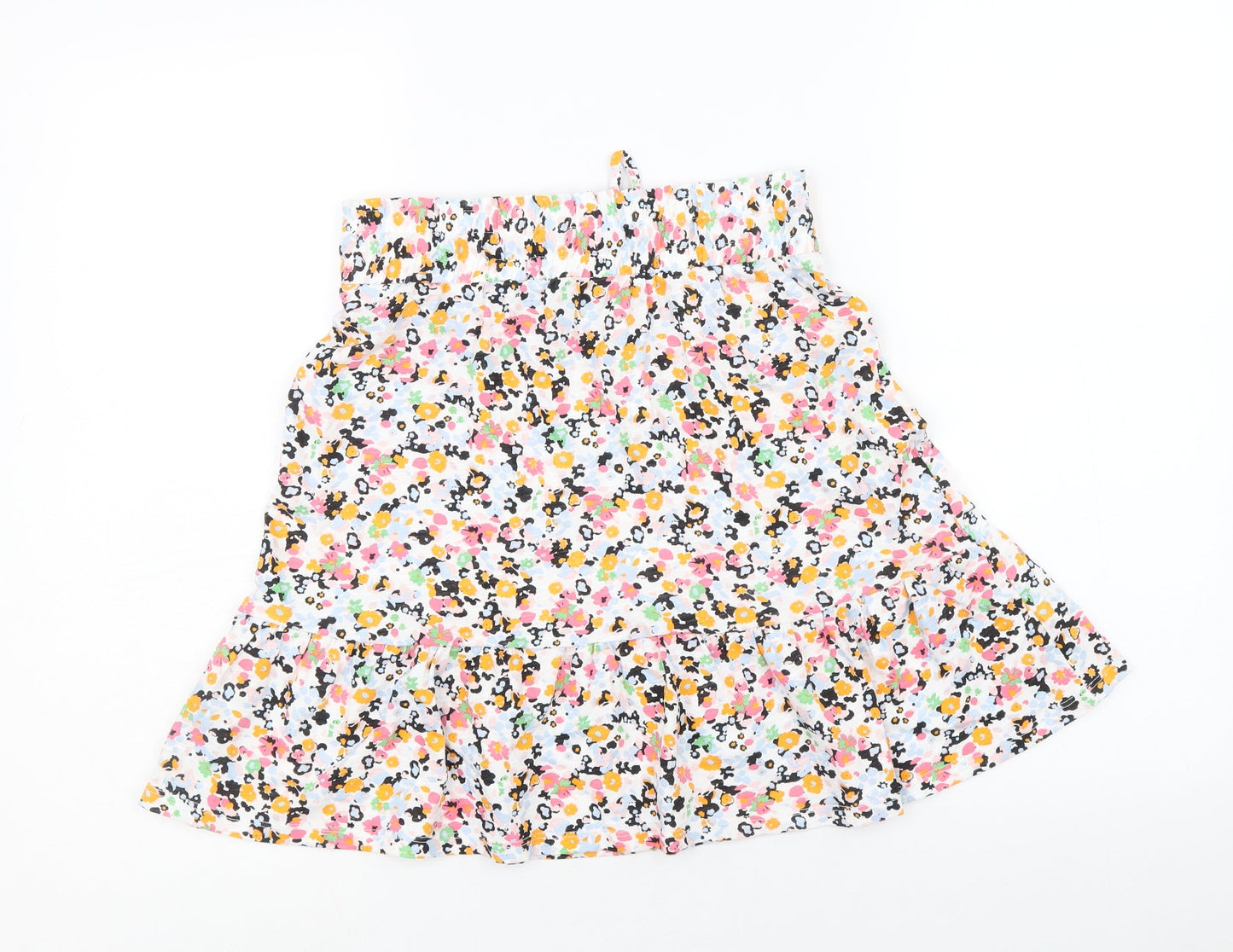 Marks and Spencer Womens Multicoloured Geometric Cotton Flare Skirt Size 8 Drawstring