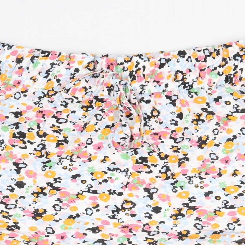 Marks and Spencer Womens Multicoloured Geometric Cotton Flare Skirt Size 8 Drawstring