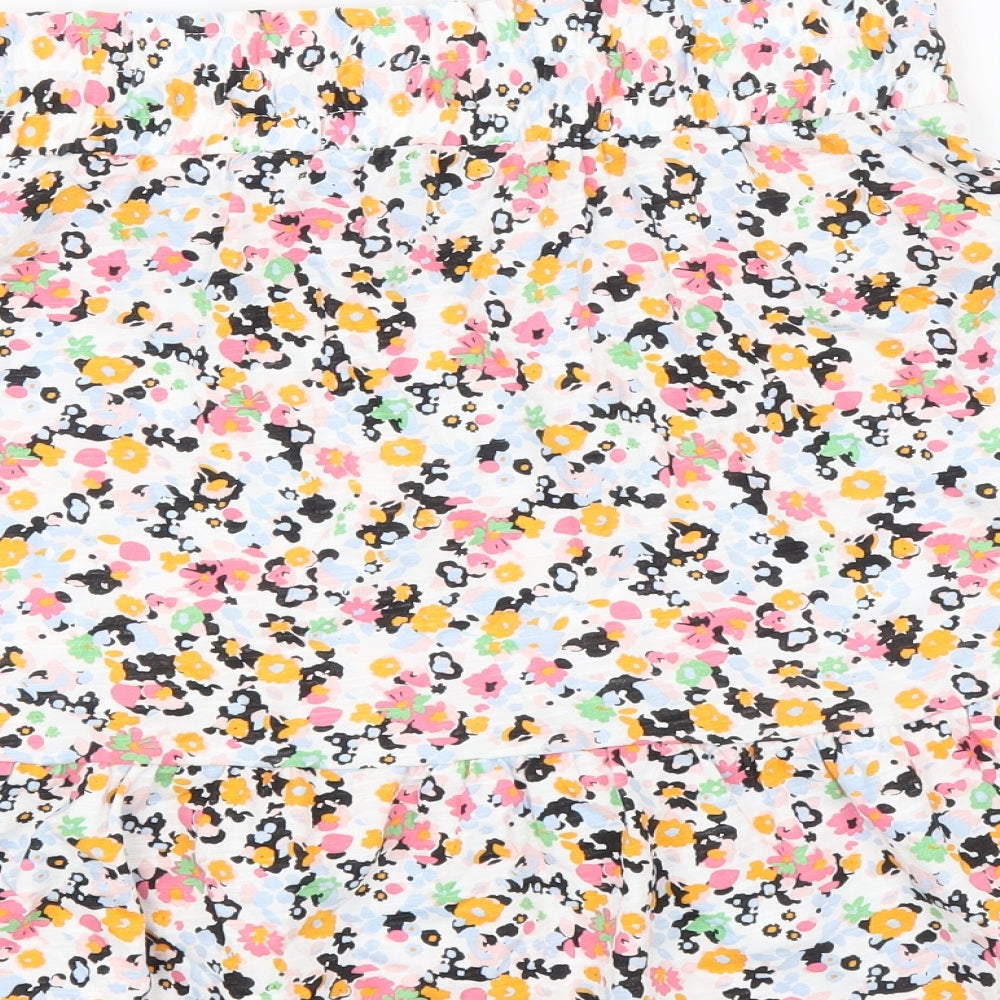 Marks and Spencer Womens Multicoloured Geometric Cotton Flare Skirt Size 8 Drawstring