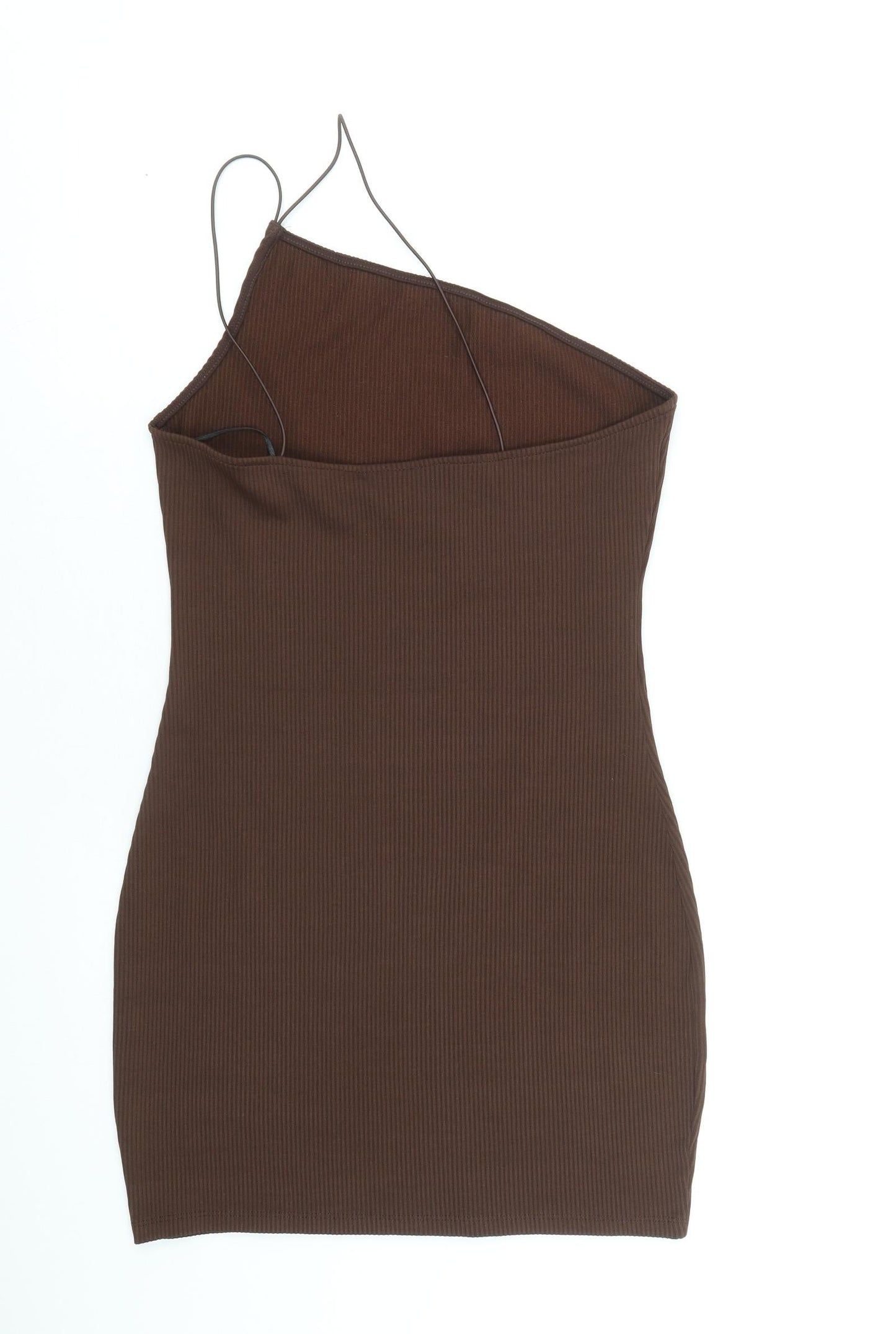 Divided by H&M Womens Brown Polyester Bodycon Size M One Shoulder Pullover