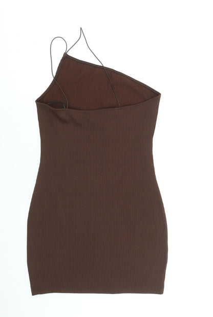 Divided by H&M Womens Brown Polyester Bodycon Size M One Shoulder Pullover