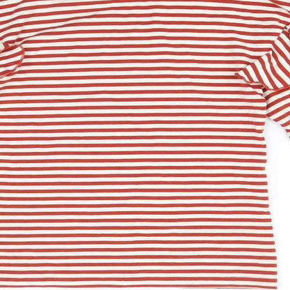 H&M Womens Red Striped Viscose Basic T-Shirt Size XS Round Neck