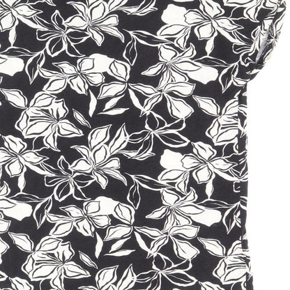 TU Womens Black Geometric Viscose Basic Blouse Size 8 Round Neck