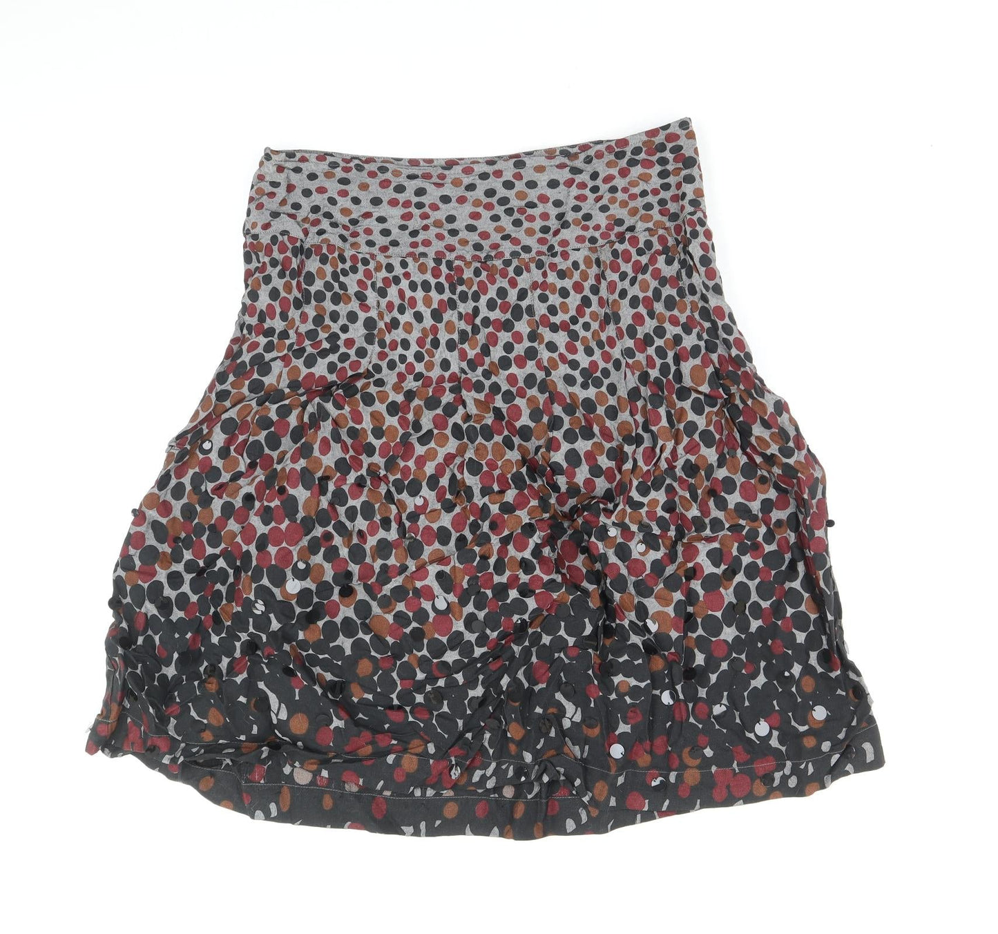 Per Una Womens Grey Polka Dot Cotton Swing Skirt Size 10 Zip