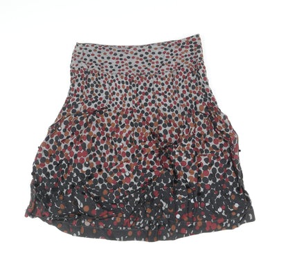 Per Una Womens Grey Polka Dot Cotton Swing Skirt Size 10 Zip