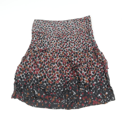 Per Una Womens Grey Polka Dot Cotton Swing Skirt Size 10 Zip
