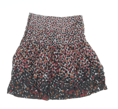 Per Una Womens Grey Polka Dot Cotton Swing Skirt Size 10 Zip