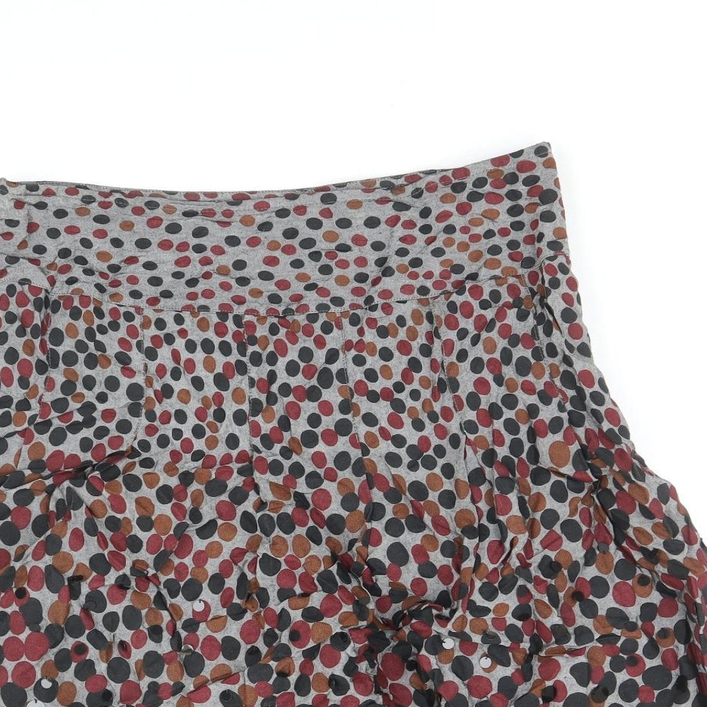 Per Una Womens Grey Polka Dot Cotton Swing Skirt Size 10 Zip