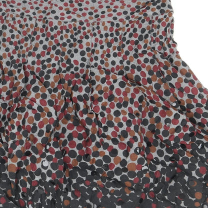 Per Una Womens Grey Polka Dot Cotton Swing Skirt Size 10 Zip