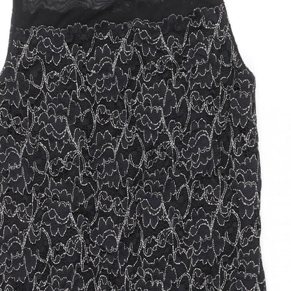 Wallis Womens Black Geometric Polyester A-Line Size 10 Round Neck Pullover