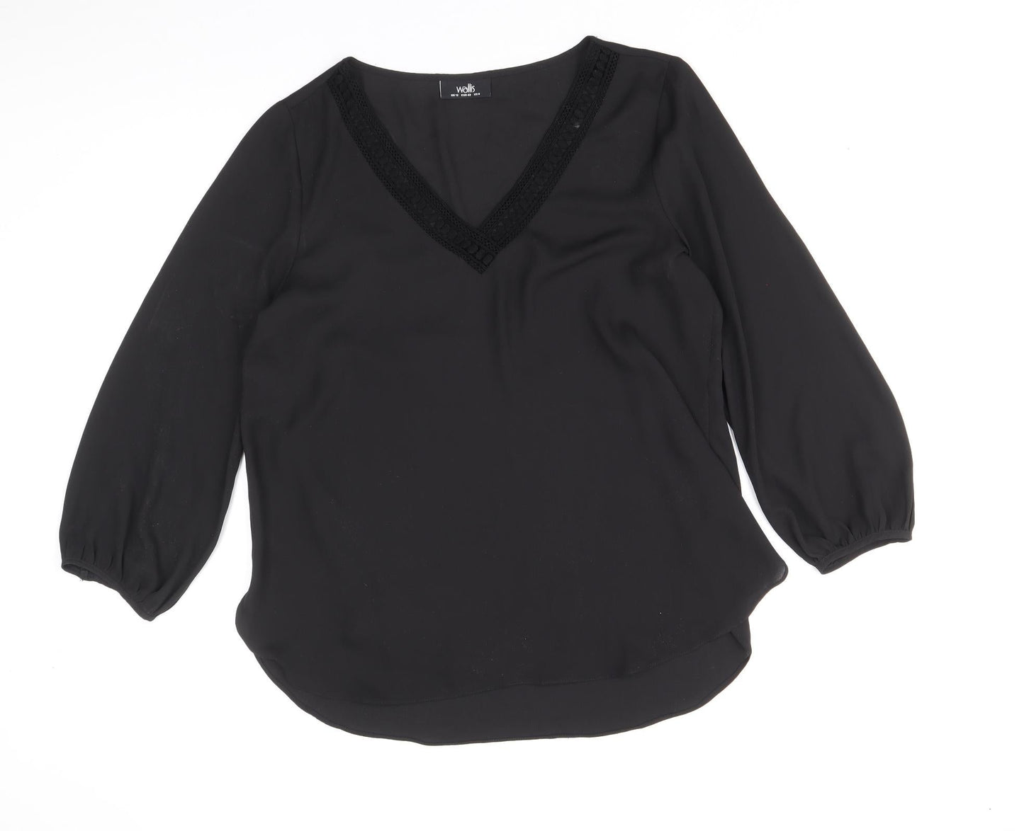 Womens UK Size 12 Wallis Black Basic Blouse