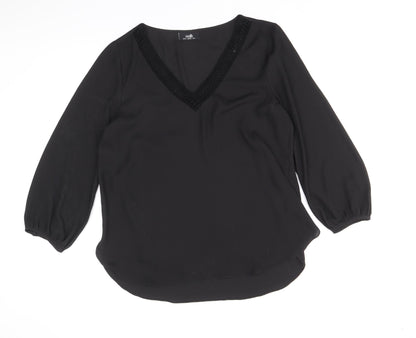 Womens UK Size 12 Wallis Black Basic Blouse