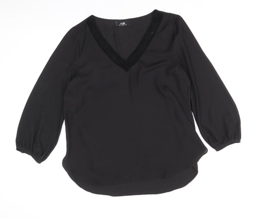 Womens UK Size 12 Wallis Black Basic Blouse