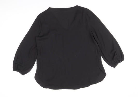 Womens UK Size 12 Wallis Black Basic Blouse