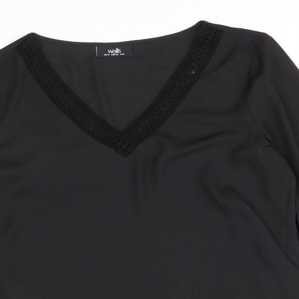 Womens UK Size 12 Wallis Black Basic Blouse