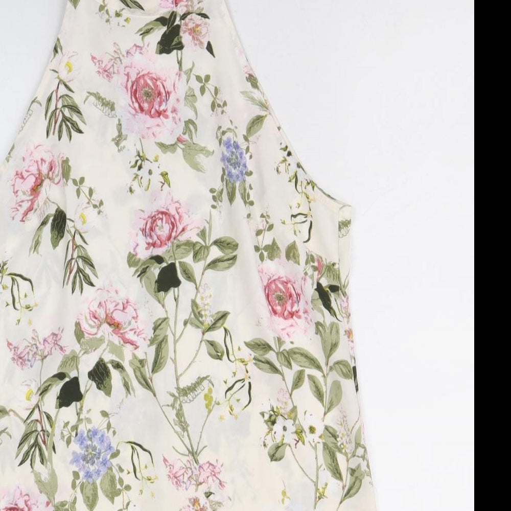 Miss Selfridge Womens Beige Floral Polyester Basic Blouse Size 10 Halter
