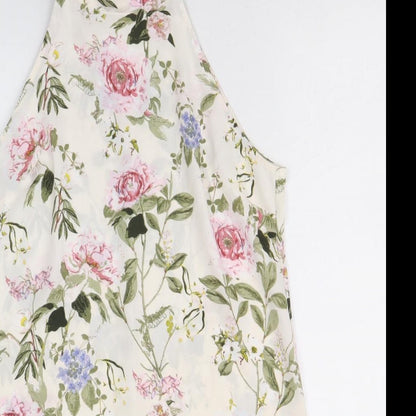 Miss Selfridge Womens Beige Floral Polyester Basic Blouse Size 10 Halter