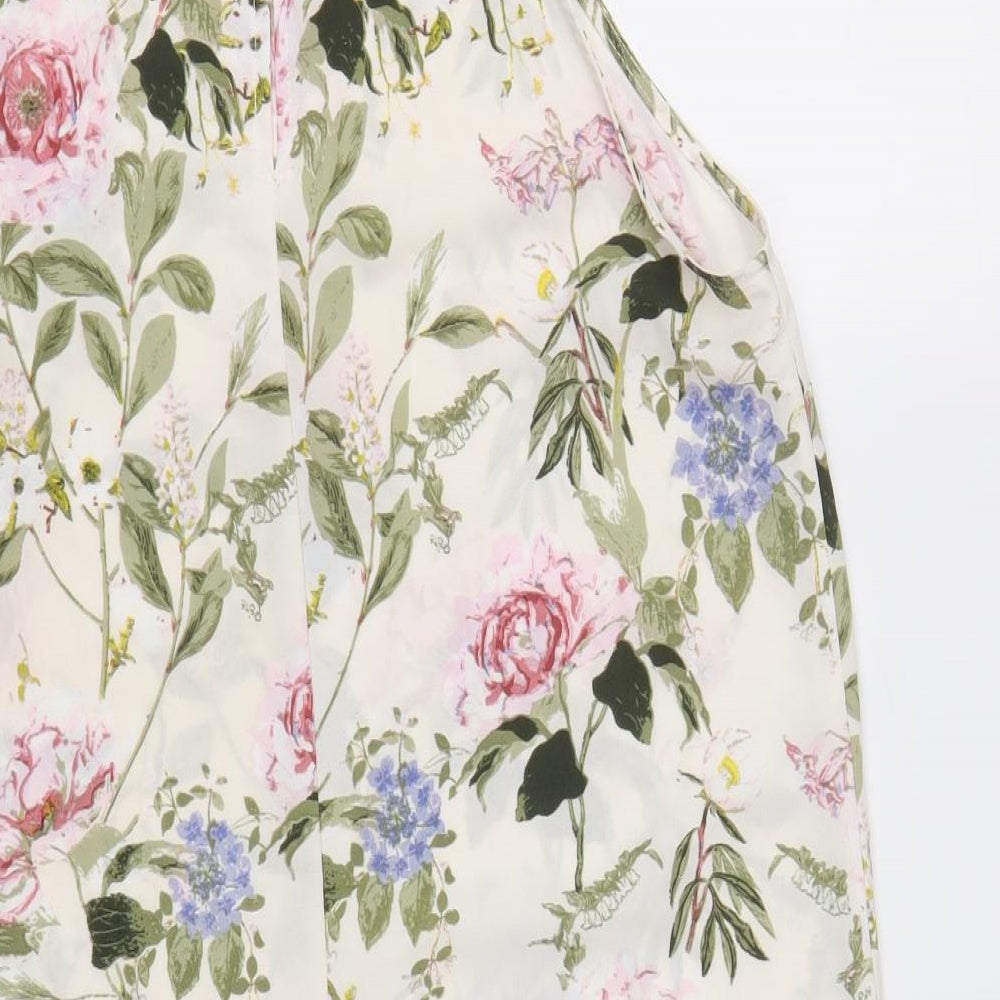 Miss Selfridge Womens Beige Floral Polyester Basic Blouse Size 10 Halter