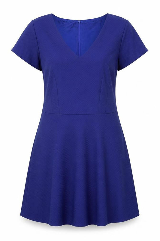 Yessica Womens Blue Polyester Trapeze & Swing Size 16 V-Neck Zip