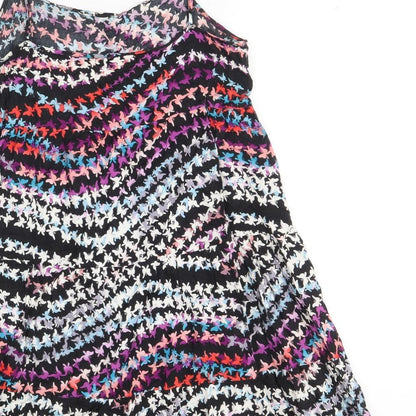 Kana Womens Multicoloured Geometric Viscose A-Line Size L Scoop Neck Pullover - Butterfly