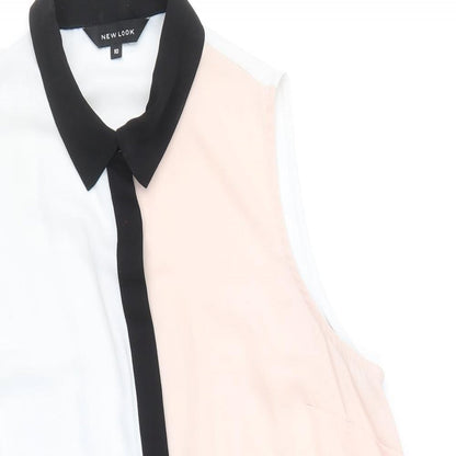 Womens UK Size 10 New Look White Tunic Button-Up