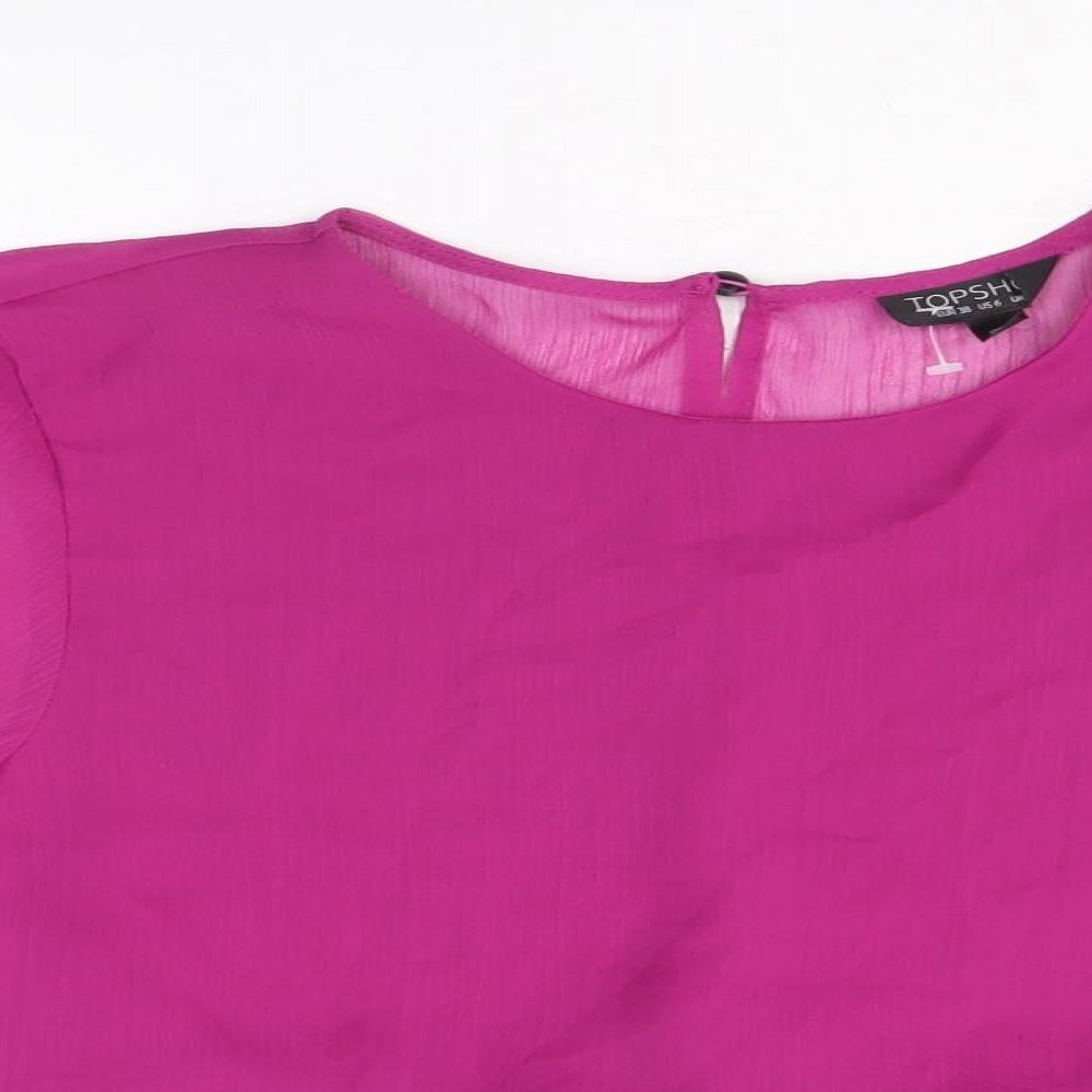 Womens UK Size 10 Topshop Purple Cropped Blouse