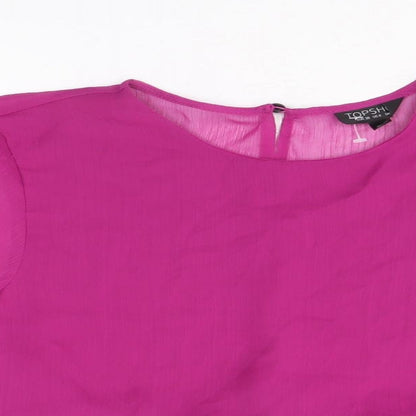 Womens UK Size 10 Topshop Purple Cropped Blouse