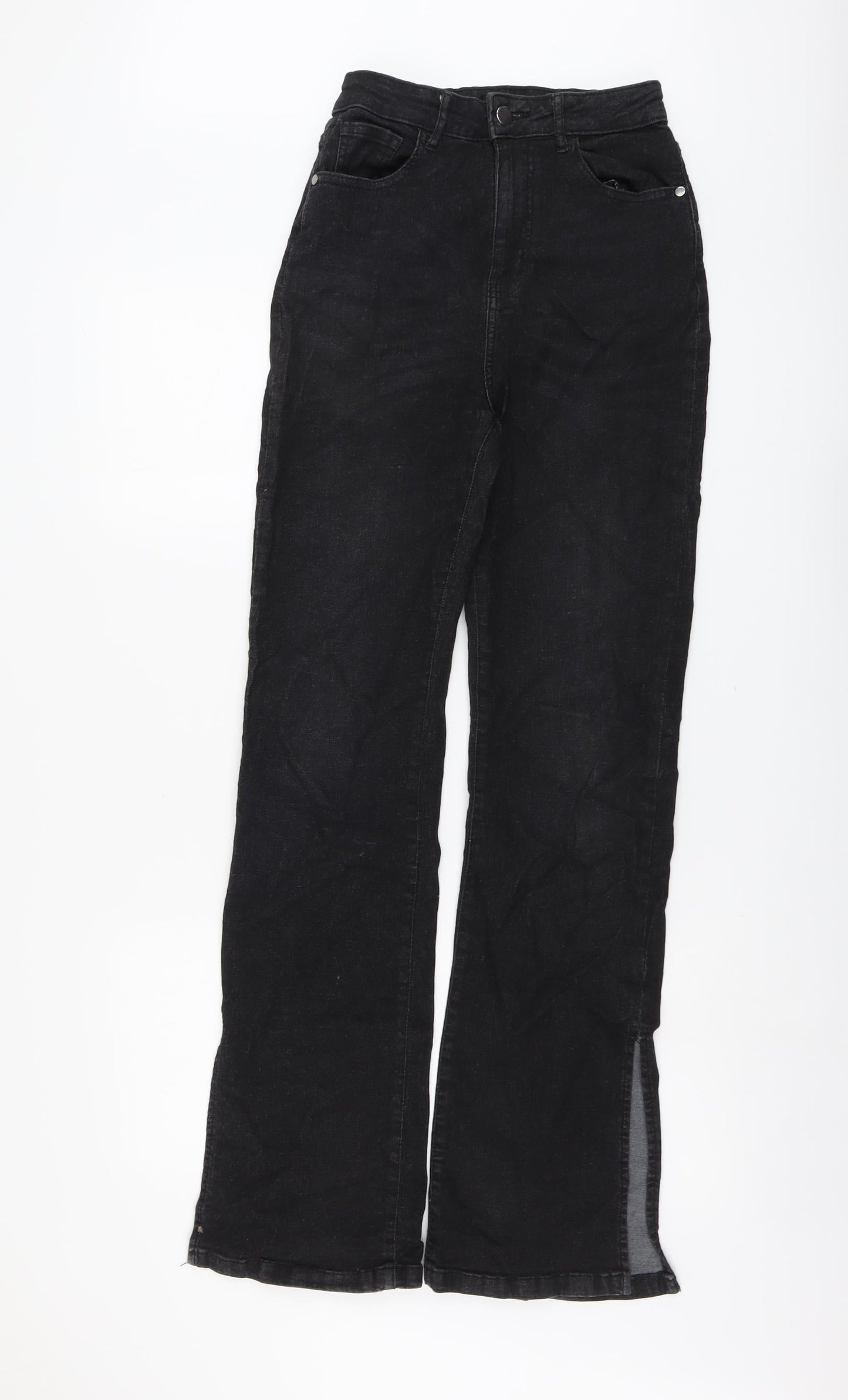 Boohoo Womens Black Cotton Straight Jeans Size 8 L33 in Regular Button