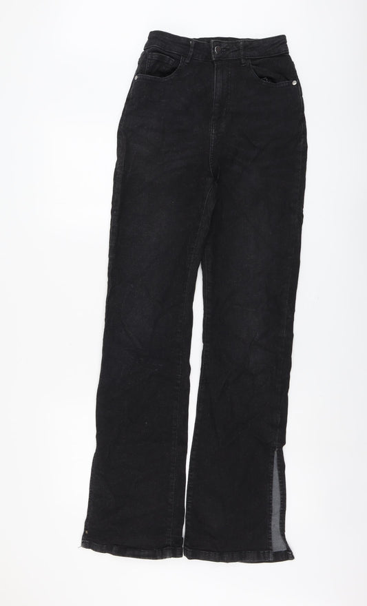 Boohoo Womens Black Cotton Straight Jeans Size 8 L33 in Regular Button