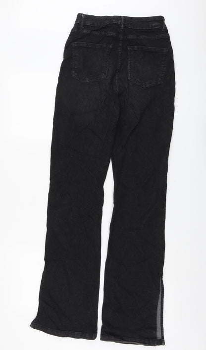 Boohoo Womens Black Cotton Straight Jeans Size 8 L33 in Regular Button