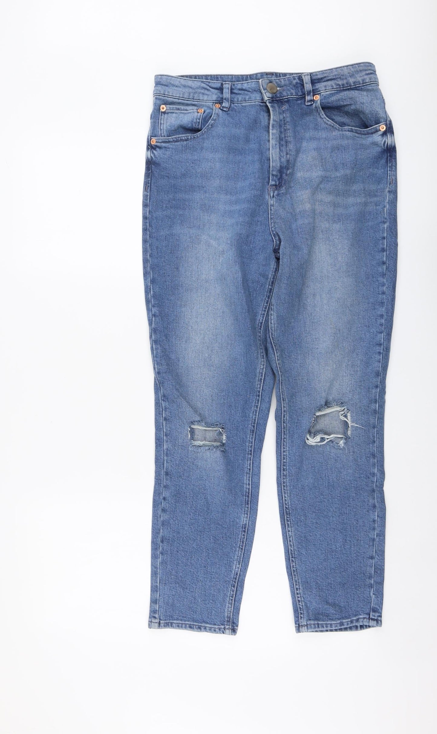 ASOS Womens Black Cotton Straight Jeans Size 30 in L30 in Regular Button