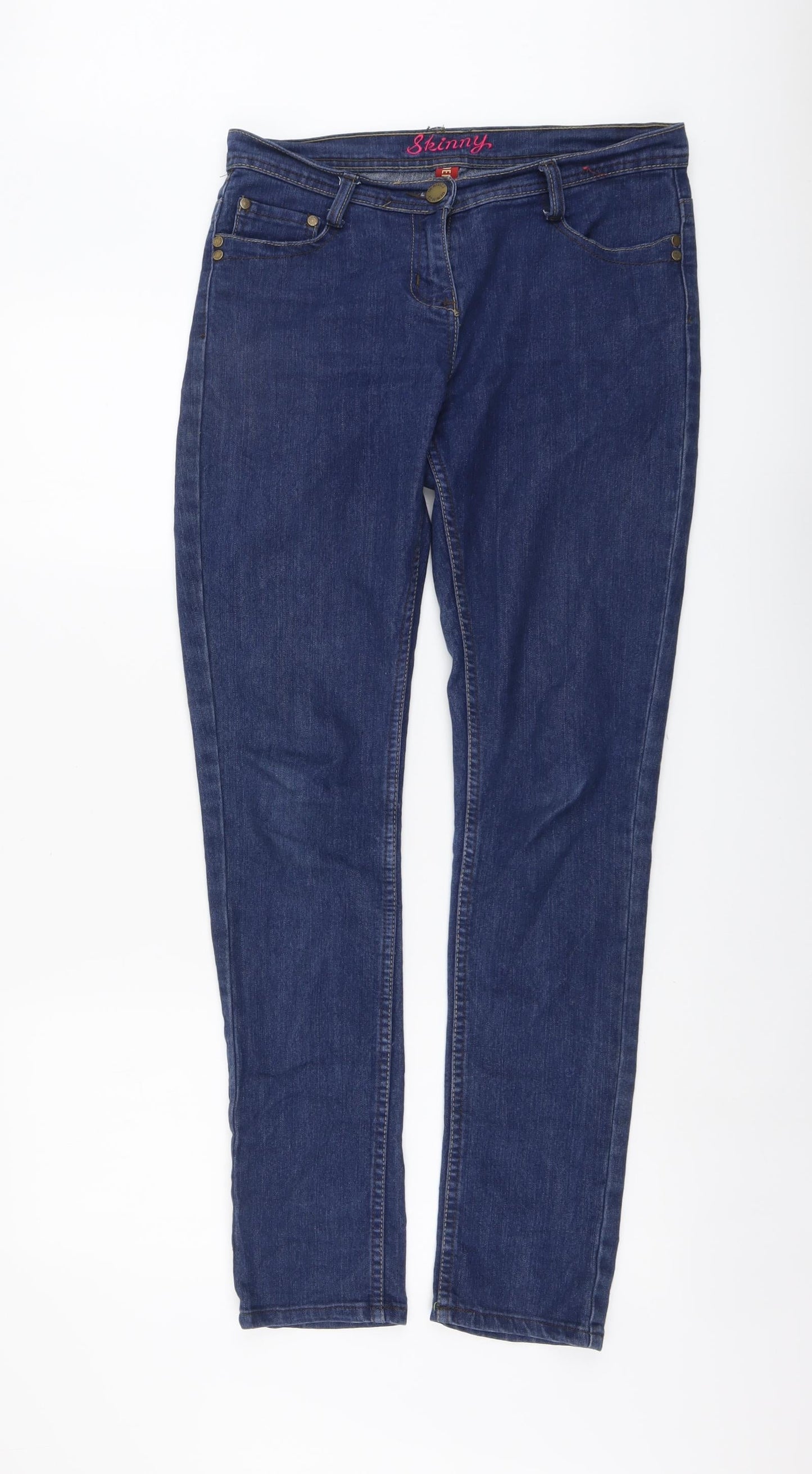 Denim & Co. Womens Beige Cotton Skinny Jeans Size 12 L31 in Regular Button