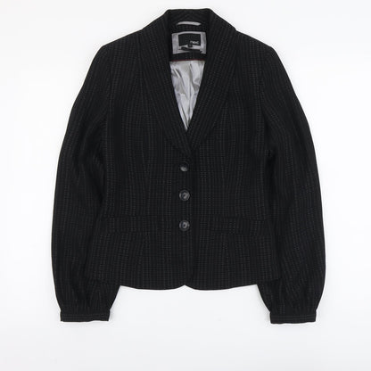NEXT Womens Black Geometric Polyester Jacket Blazer Size 8