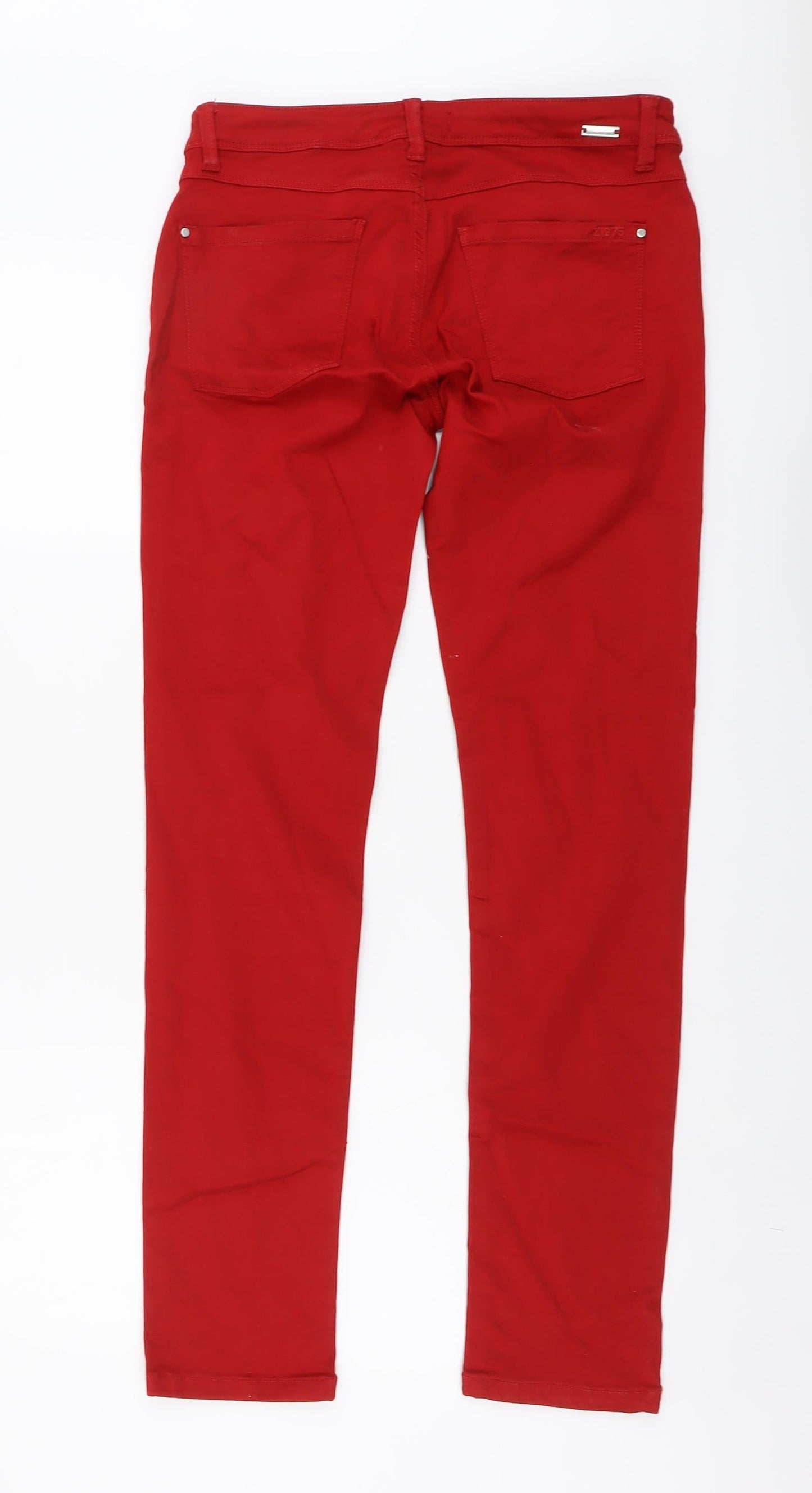 Zara Womens Red Cotton Skinny Jeans Size 8 L30 in Regular Button