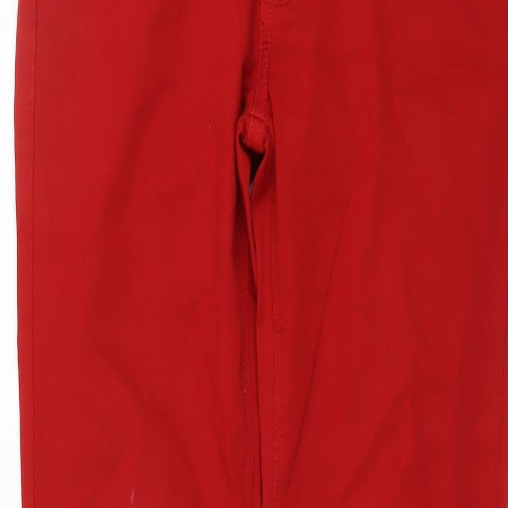 Zara Womens Red Cotton Skinny Jeans Size 8 L30 in Regular Button