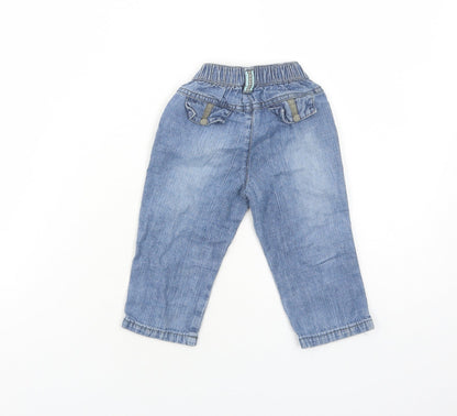 George Boys Blue Cotton Jogger Jeans Size 6-9 Months L50 cm Button