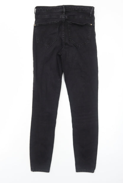 River Island Womens Black Cotton Straight Jeans Size 8 Regular Zip