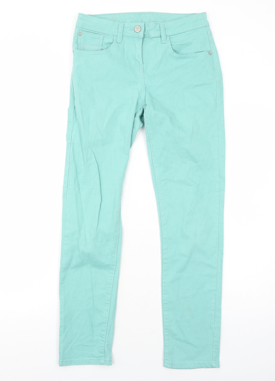 Falmer Womens Green Cotton Straight Jeans Size 10 Regular Zip