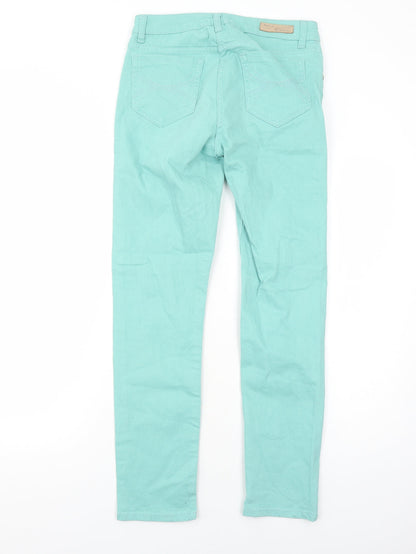 Falmer Womens Green Cotton Straight Jeans Size 10 Regular Zip