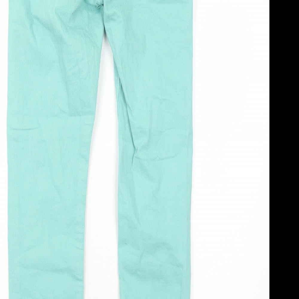 Falmer Womens Green Cotton Straight Jeans Size 10 Regular Zip