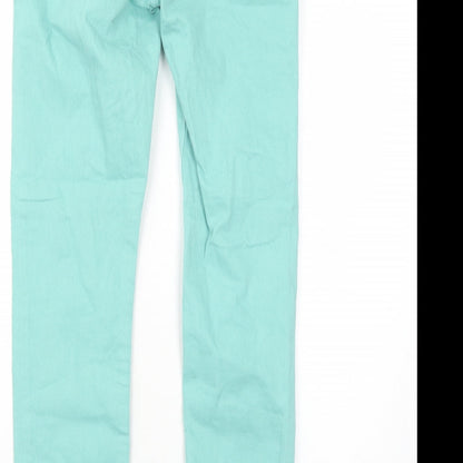 Falmer Womens Green Cotton Straight Jeans Size 10 Regular Zip