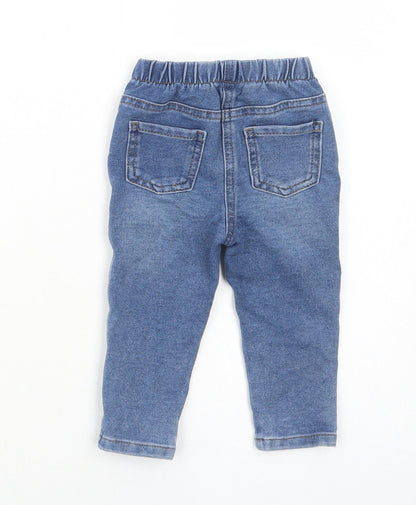 Matalan Girls Blue Cotton Jogger Jeans Size 9-12 Months L50 cm Pullover