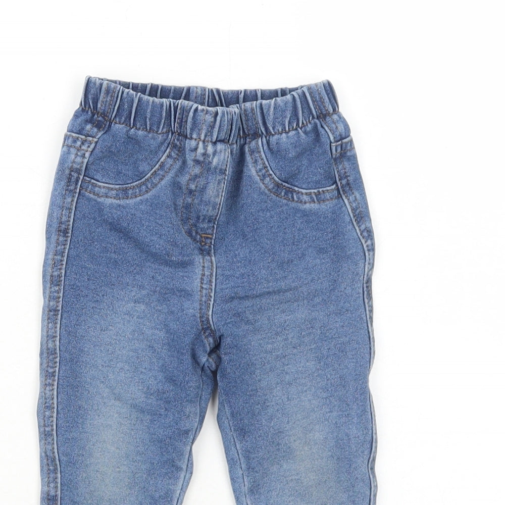 Matalan Girls Blue Cotton Jogger Jeans Size 9-12 Months L50 cm Pullover