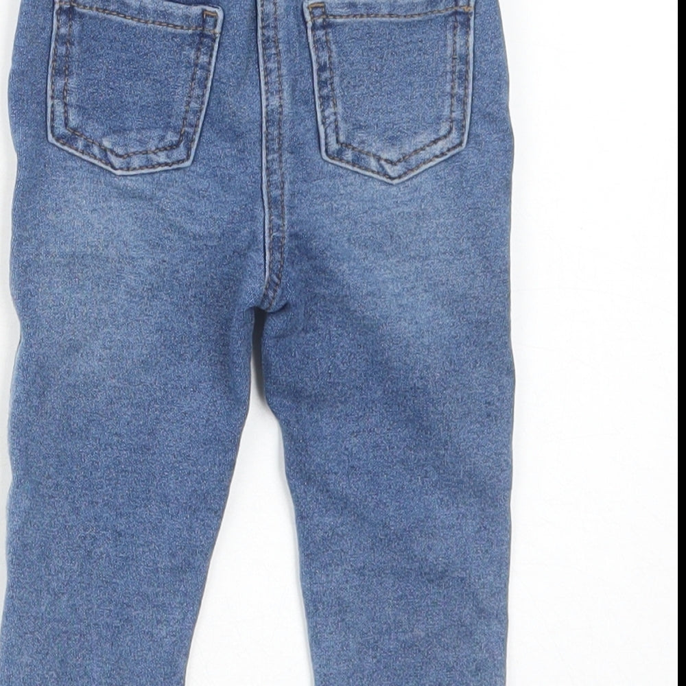 Matalan Girls Blue Cotton Jogger Jeans Size 9-12 Months L50 cm Pullover