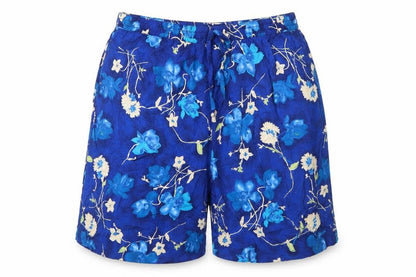 DPS Womens Blue Floral Viscose Bermuda Shorts Size L Regular Pull On
