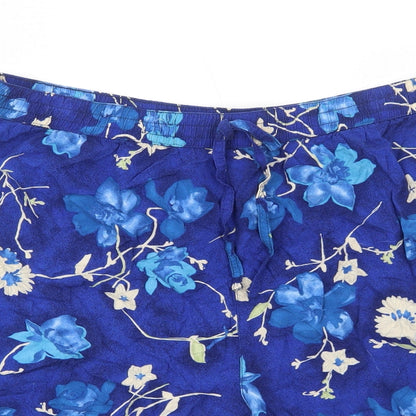 DPS Womens Blue Floral Viscose Bermuda Shorts Size L Regular Pull On