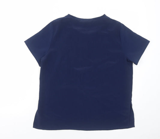 Womens UK Size 10 C&A Blue Basic T-Shirt