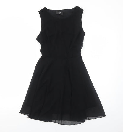 AX Paris Womens Black Polyester Fit & Flare Size 10 Round Neck Zip