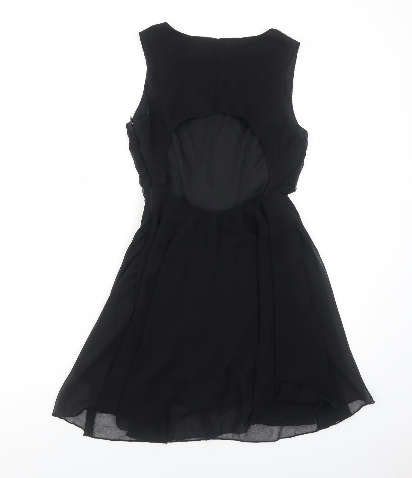 AX Paris Womens Black Polyester Fit & Flare Size 10 Round Neck Zip